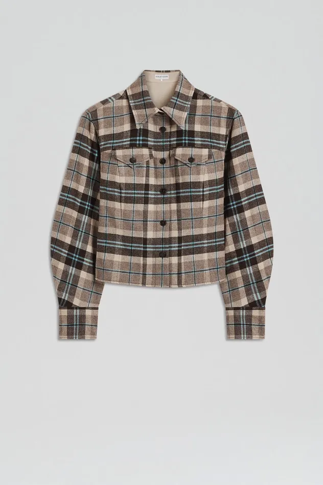 Jackets Scanlan Theodore Women PLAID SHIRT JACKET TAUPE