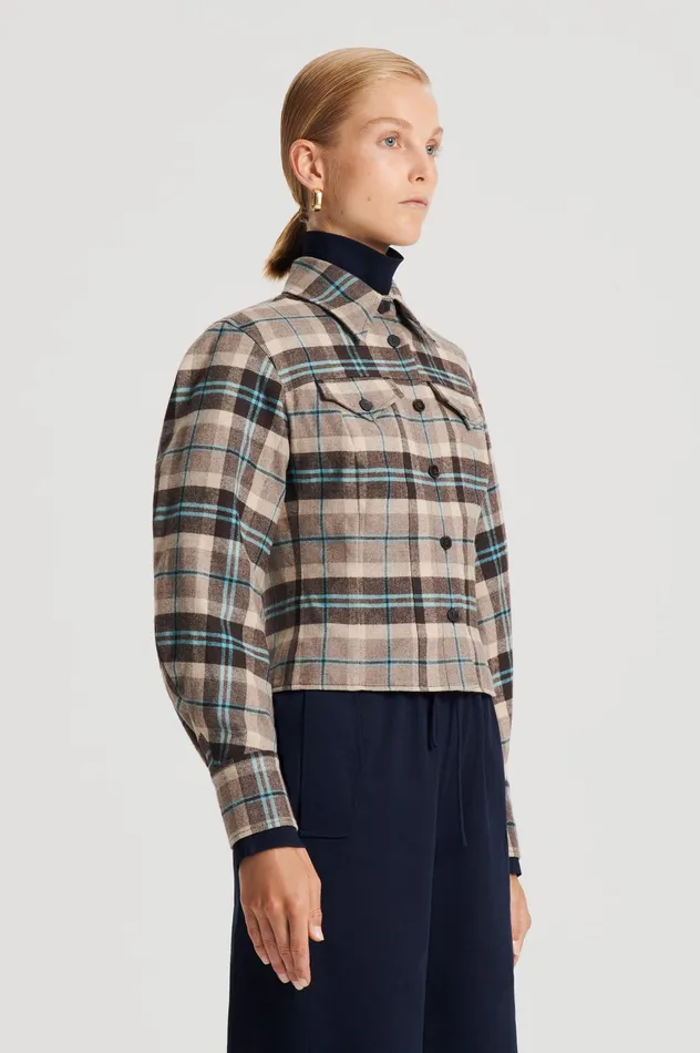 Jackets Scanlan Theodore Women PLAID SHIRT JACKET TAUPE