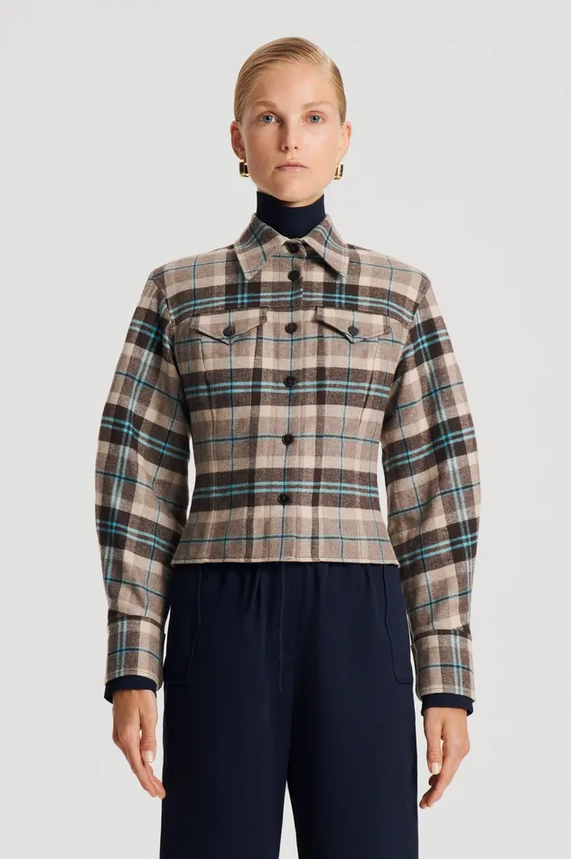 Jackets Scanlan Theodore Women PLAID SHIRT JACKET TAUPE