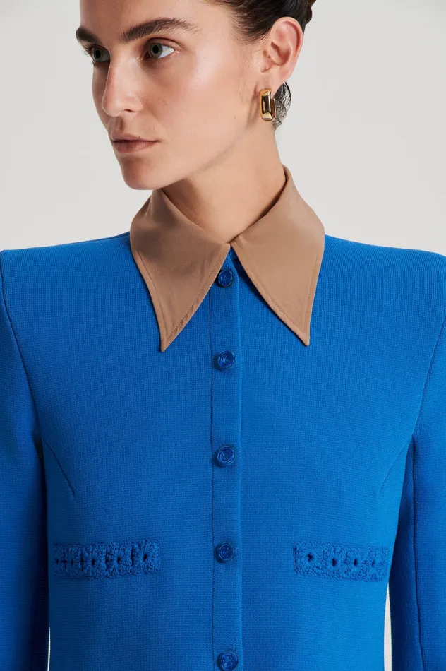 Jackets Women CREPE KNIT DAISY CROP JACKET PRUSSIANBLUE Scanlan Theodore Jackets Women CREPE KNIT DAISY CROP JACKET PRUSSIANBLUE Scanlan Theodore