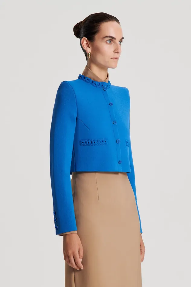 Jackets Women CREPE KNIT DAISY CROP JACKET PRUSSIANBLUE Scanlan Theodore Jackets Women CREPE KNIT DAISY CROP JACKET PRUSSIANBLUE Scanlan Theodore