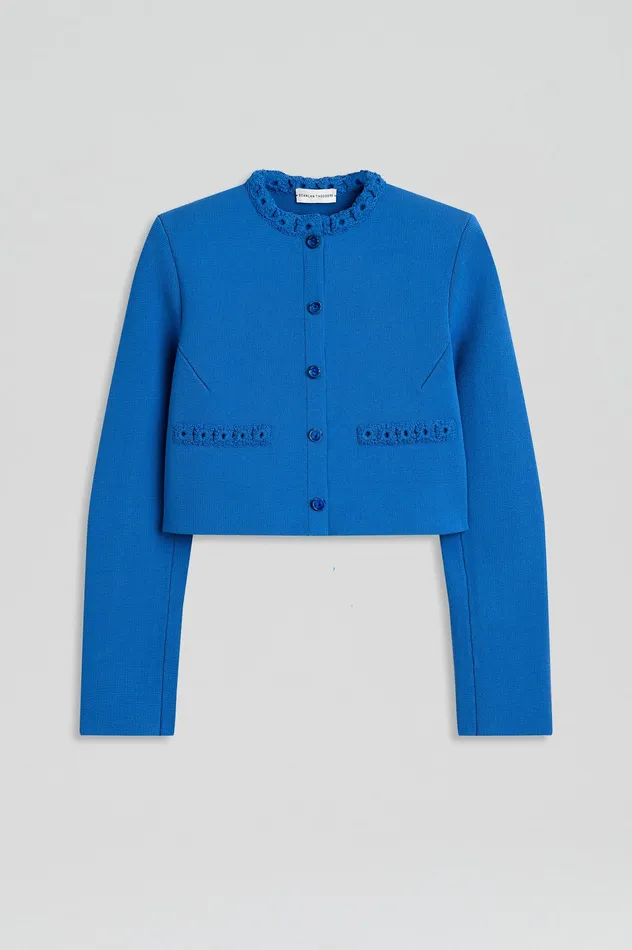 Jackets Women CREPE KNIT DAISY CROP JACKET PRUSSIANBLUE Scanlan Theodore Jackets Women CREPE KNIT DAISY CROP JACKET PRUSSIANBLUE Scanlan Theodore