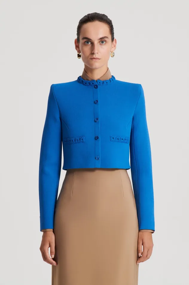 Jackets Women CREPE KNIT DAISY CROP JACKET PRUSSIANBLUE Scanlan Theodore Jackets Women CREPE KNIT DAISY CROP JACKET PRUSSIANBLUE Scanlan Theodore
