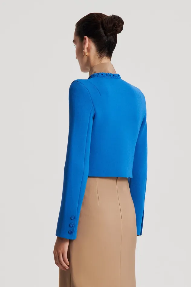 Jackets Women CREPE KNIT DAISY CROP JACKET PRUSSIANBLUE Scanlan Theodore Jackets Women CREPE KNIT DAISY CROP JACKET PRUSSIANBLUE Scanlan Theodore