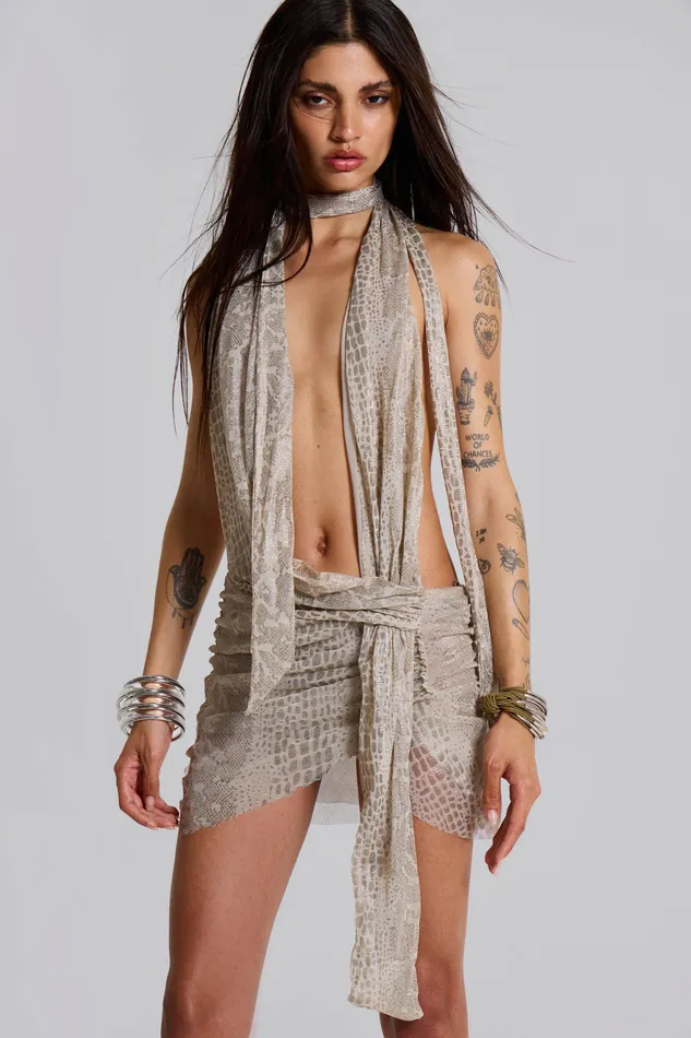 Jaded London Dresses Women Shop Spyro Snakeskin Plunge Mini Dress
