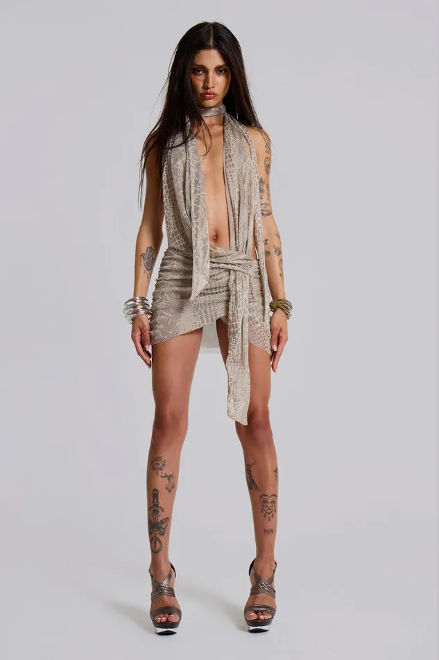 Jaded London Dresses Women Shop Spyro Snakeskin Plunge Mini Dress