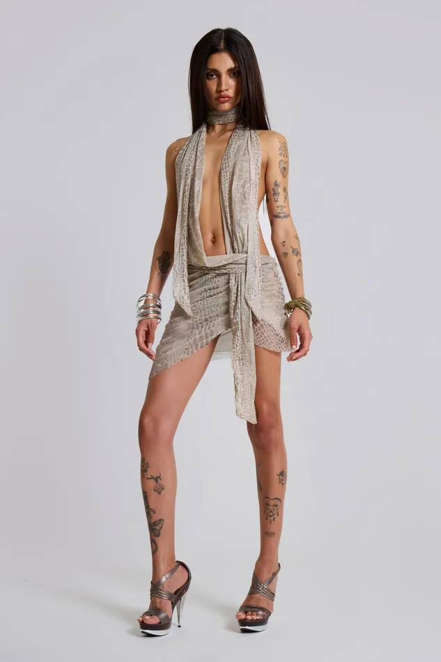 Jaded London Dresses Women Shop Spyro Snakeskin Plunge Mini Dress