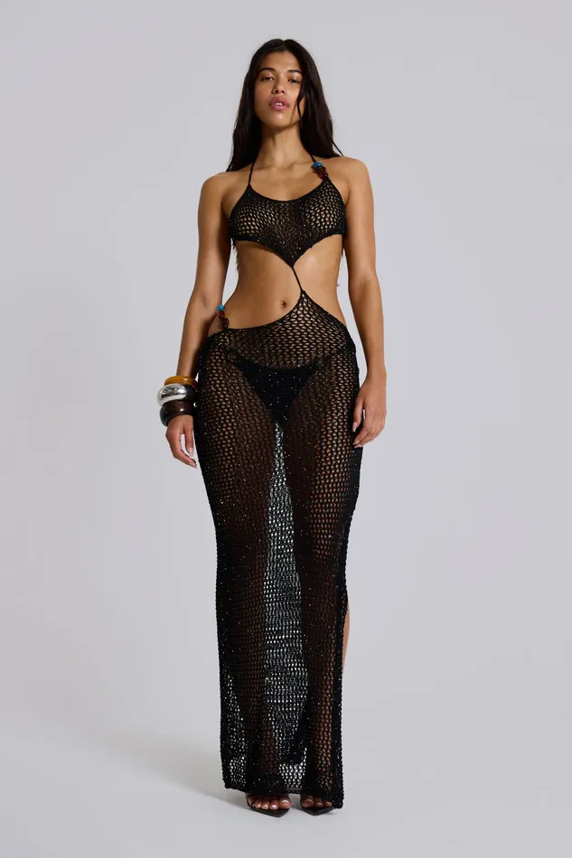 Jaded London Shop Echo Crochet Maxi Dress Women Tops