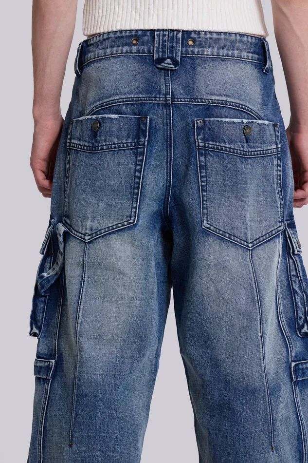 Jaded London Shop Light Wash Apex Denim Cargos Men Denim