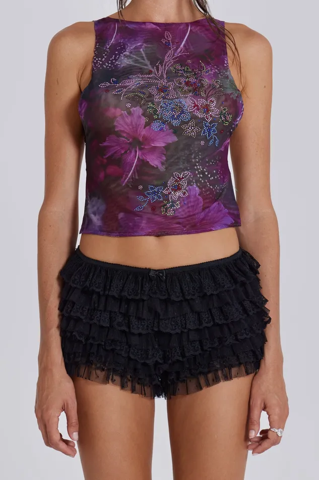 Jaded London Tops Women Shop Black Rhea Lace Bloomer Shorts