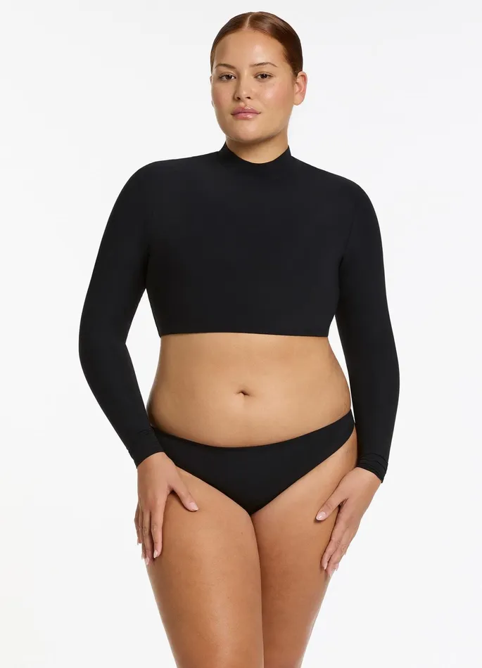 Jetset High Neck Ls Bikini Top Black Women JETS Australia Black Swimwear