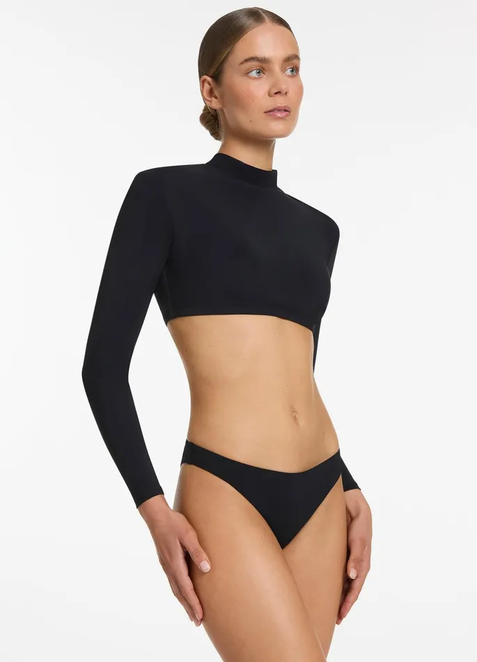 Jetset High Neck Ls Bikini Top Black Women JETS Australia Black Swimwear
