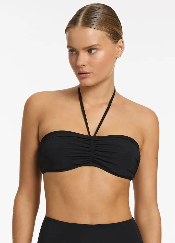 Jetset Underwire Bandeau Bikini Halter Top Black Women JETS Australia Bandeau Bikini Tops