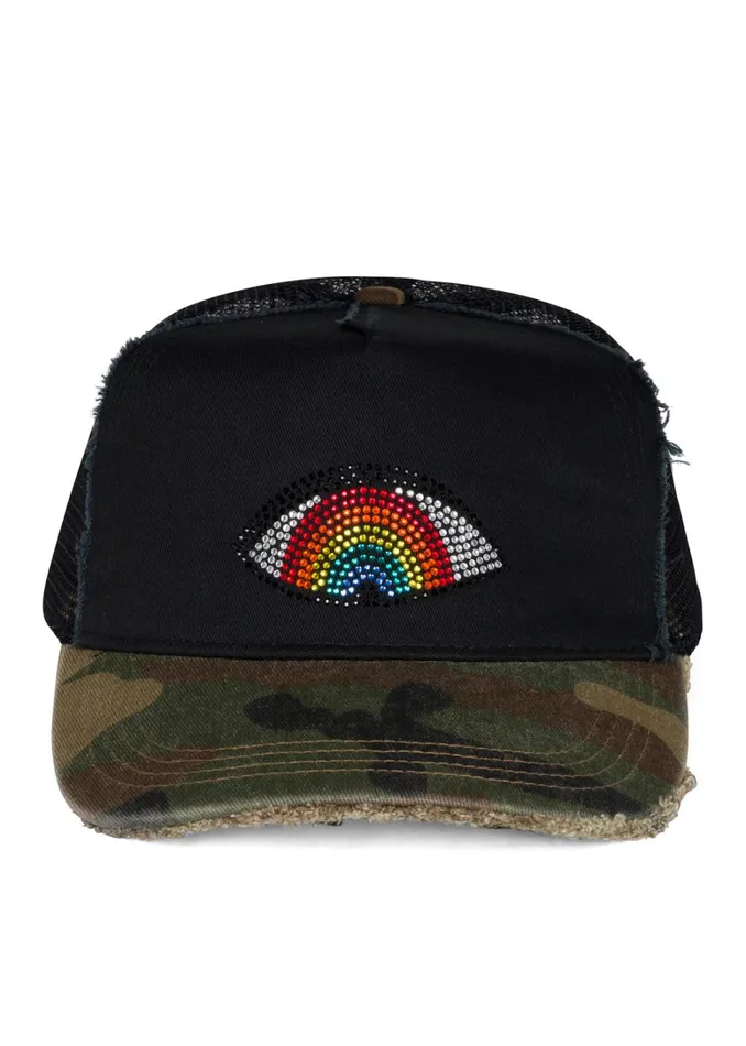 Jilly Crystal Rainbow Eye Black Camo Women039s Lauren Moshi Hats