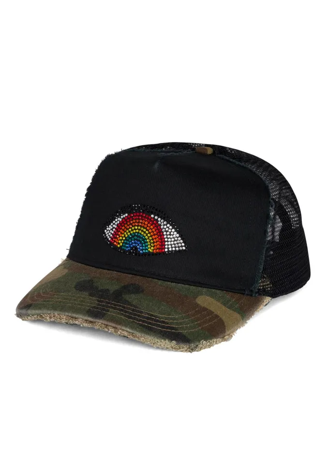 Jilly Crystal Rainbow Eye Black Camo Women039s Lauren Moshi Hats