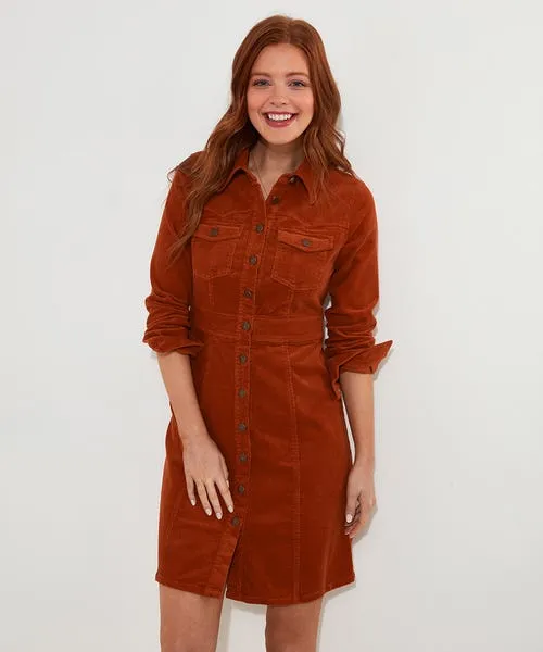 Joebrowns Dresses Apparel Josie Cord Button Through Dress Orange