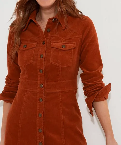 Joebrowns Dresses Apparel Josie Cord Button Through Dress Orange