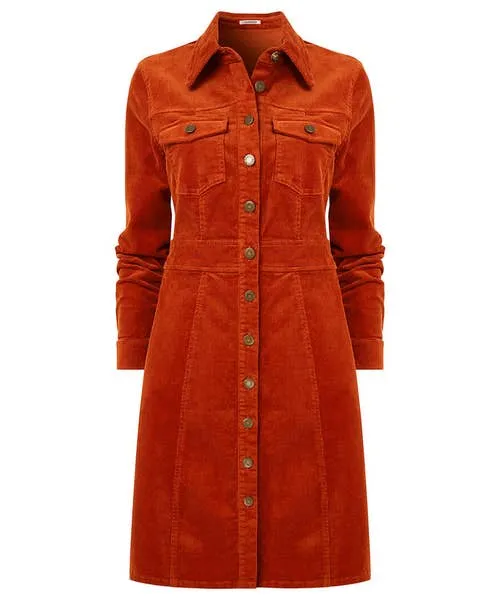 Joebrowns Dresses Apparel Josie Cord Button Through Dress Orange