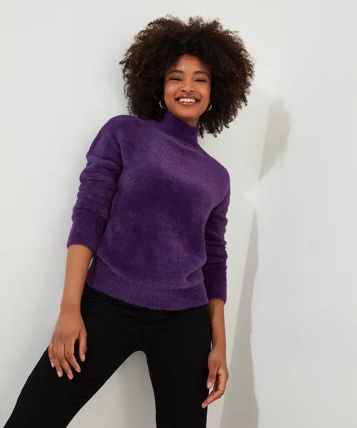 Joebrowns Fun And Fluffy High Neck Jumper Purple Apparel Knitwear and Cardigans