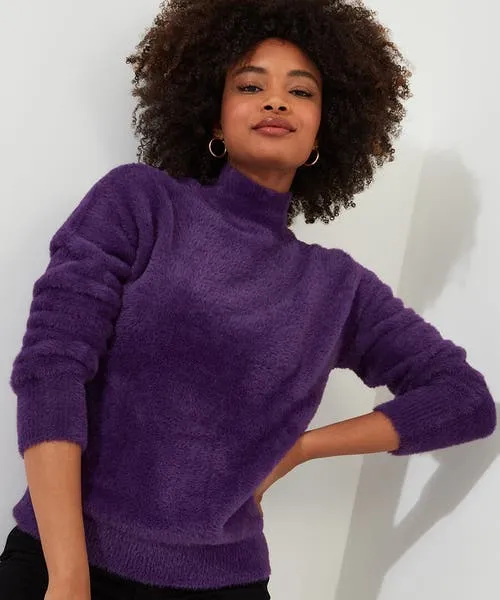 Joebrowns Fun And Fluffy High Neck Jumper Purple Apparel Knitwear and Cardigans Joebrowns Fun And Fluffy High Neck Jumper Purple Apparel Knitwear and Cardigans