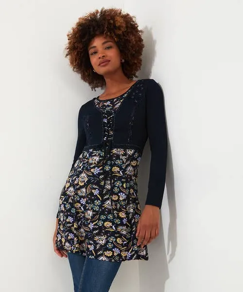 Joebrowns Tops Tunics and Blouses Apparel Lottie Layered Jersey Tunic Navy