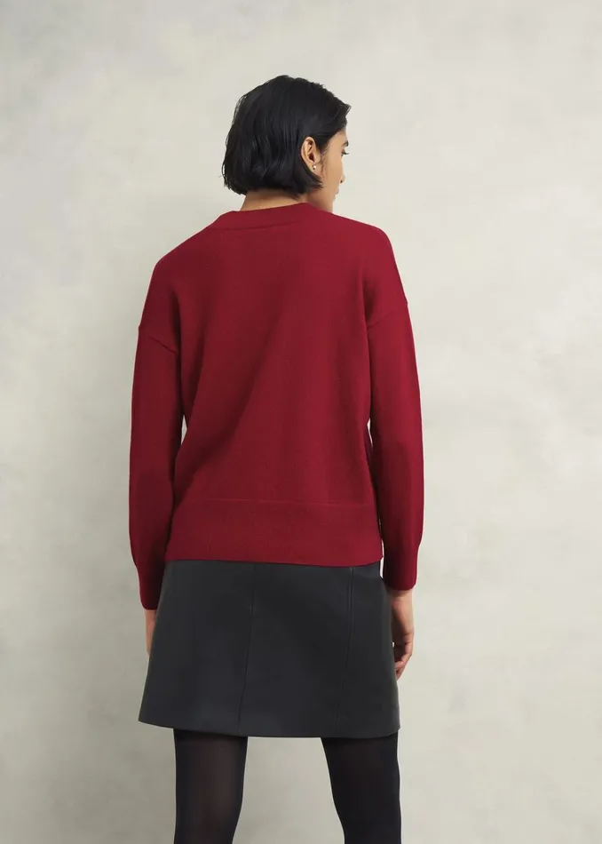 Jumpers and Cardigans Women HOBBS Lettie V Neck Jumper With Cashmere Pomegranate Red