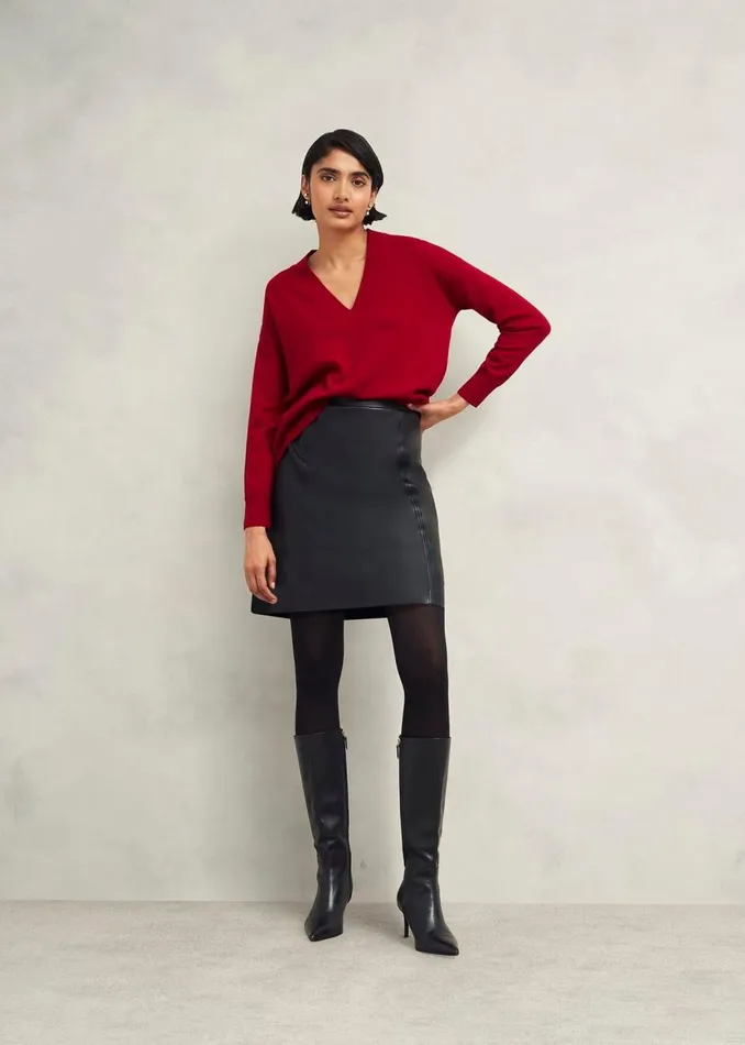Jumpers and Cardigans Women HOBBS Lettie V Neck Jumper With Cashmere Pomegranate Red