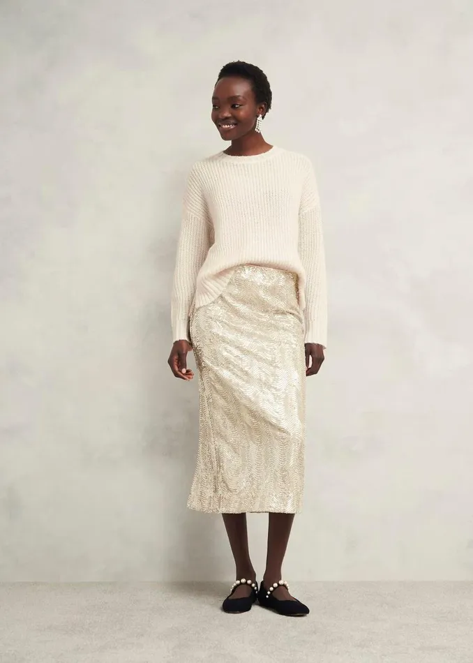Jumpers and Cardigans Women HOBBS Marsha Sequin Jumper With Alpaca Ivory