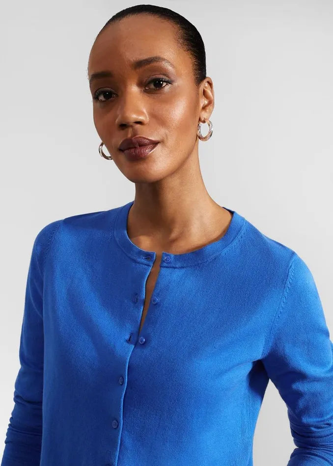 Jumpers and Cardigans Women HOBBS Michelle Cotton Cardigan Atlantic Blue