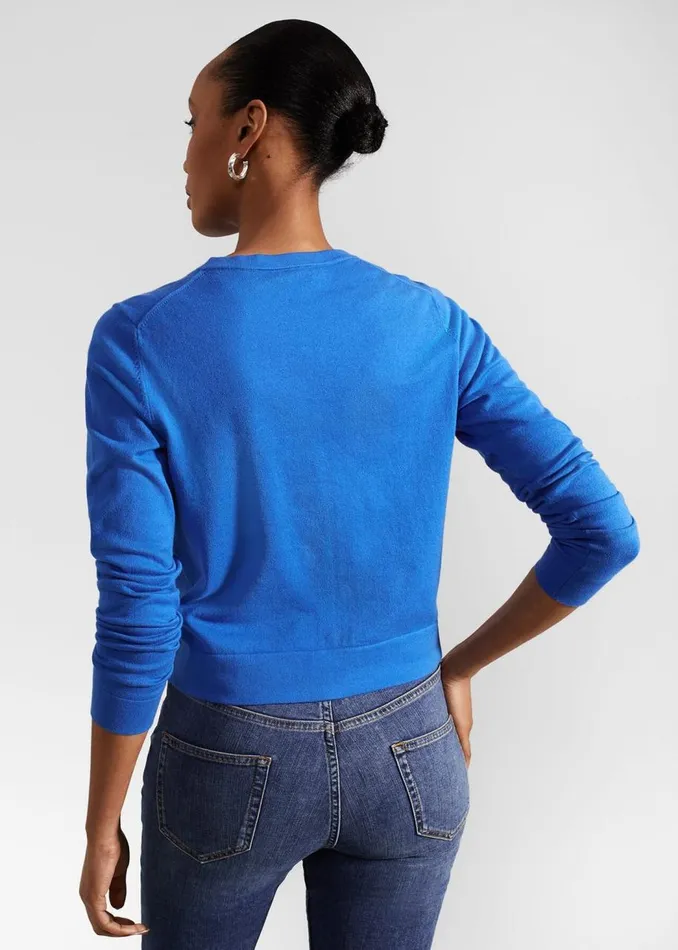 Jumpers and Cardigans Women HOBBS Michelle Cotton Cardigan Atlantic Blue