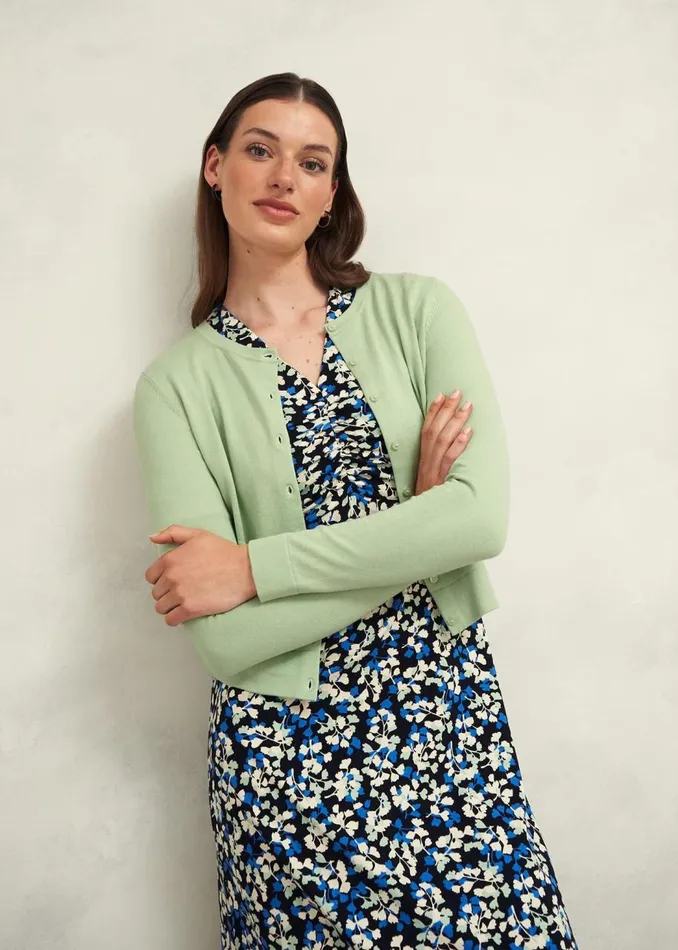 Jumpers and Cardigans Women HOBBS Michelle Cotton Cardigan Soft Sage Green
