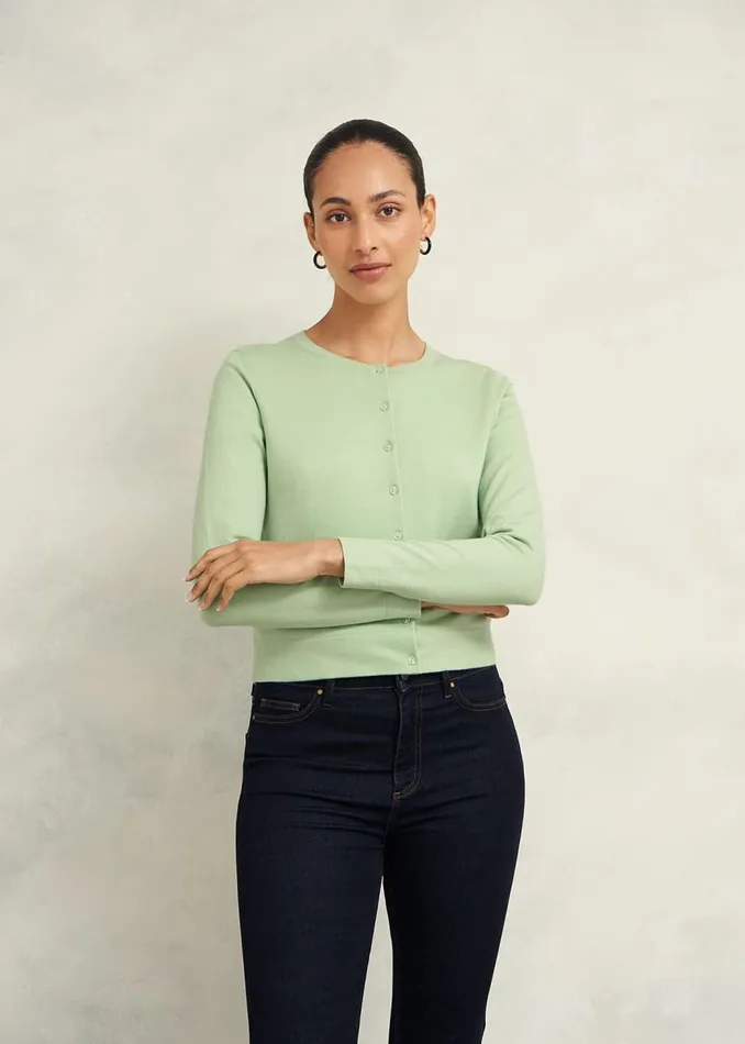 Jumpers and Cardigans Women HOBBS Michelle Cotton Cardigan Soft Sage Green