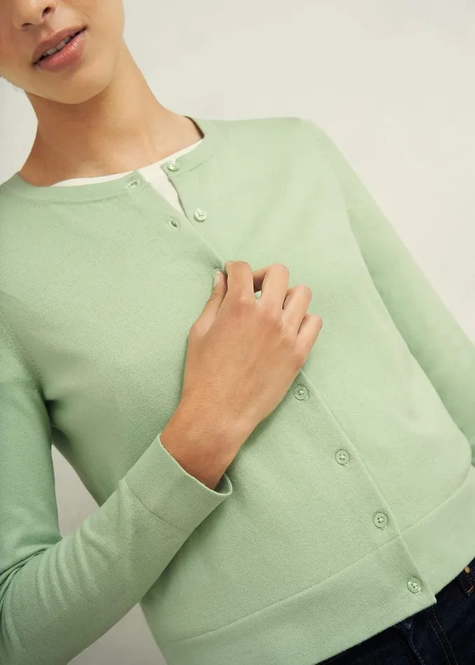 Jumpers and Cardigans Women HOBBS Michelle Cotton Cardigan Soft Sage Green