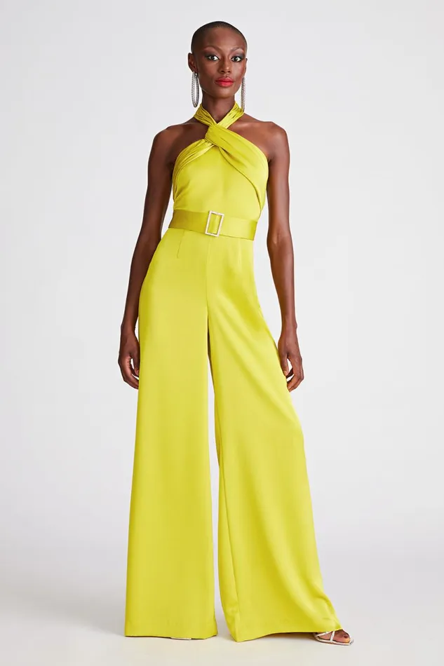 Jumpsuits Women Halston Kani Jumpsuit In Satin Orchid Green