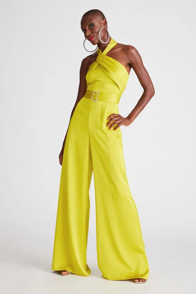 Jumpsuits Women Halston Kani Jumpsuit In Satin Orchid Green