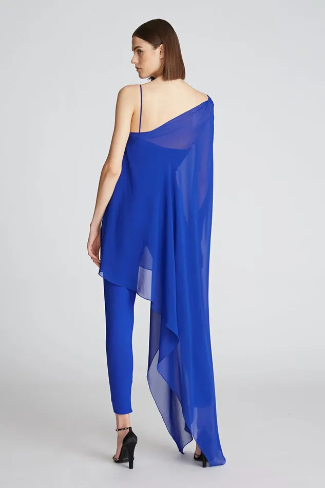 Jumpsuits Women Halston Rayna Catsuit In ScubaChiffon Lapis