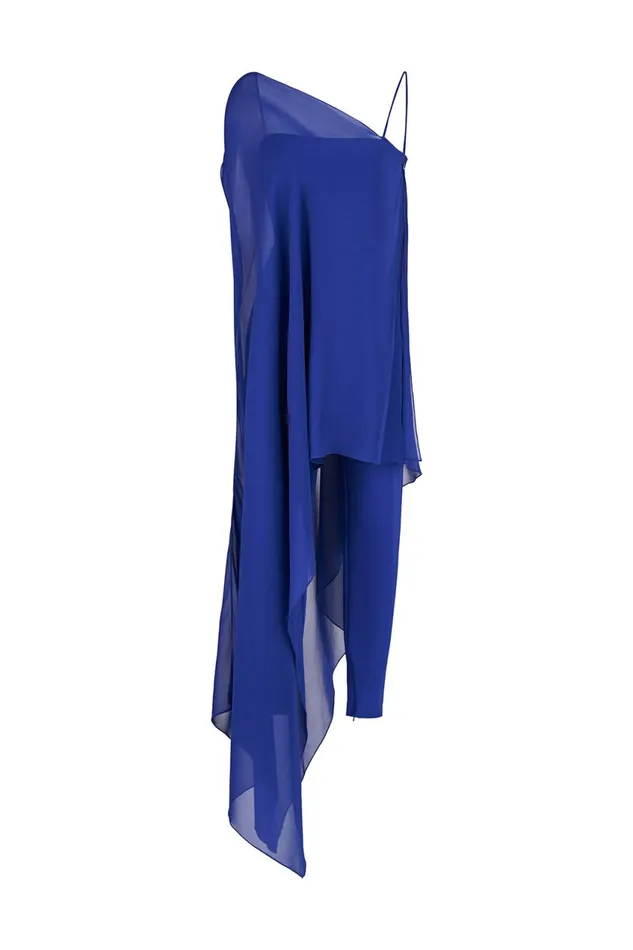 Jumpsuits Women Halston Rayna Catsuit In ScubaChiffon Lapis