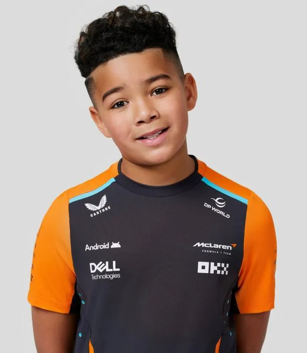 Junior Castore Junior McLaren Official Teamwear Set Up TShirt Formula 1 8211 PhantomPapaya