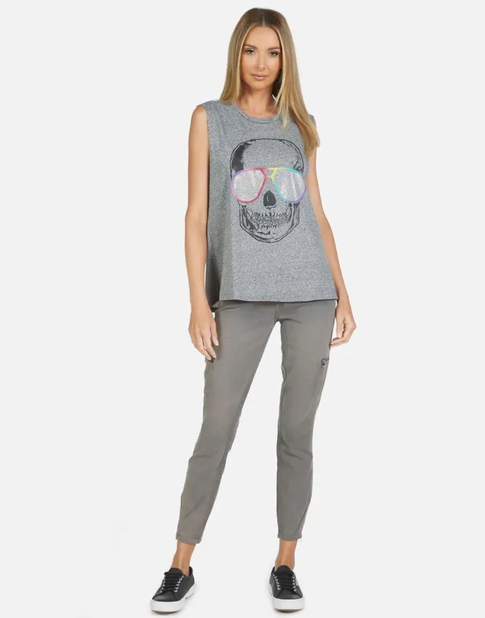 Kel Cool Skull Heather Grey Women039s Lauren Moshi Tanks