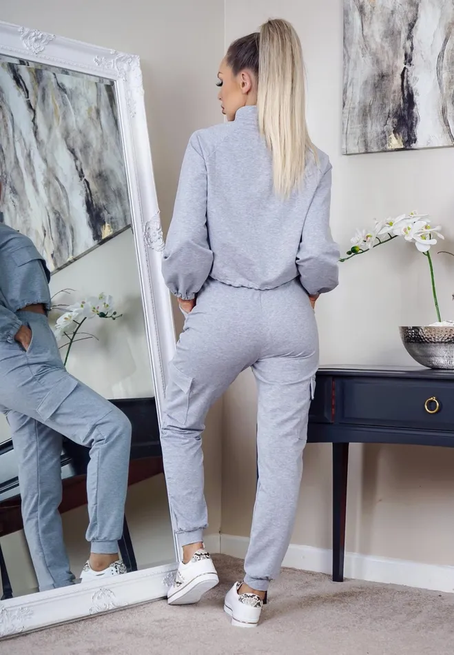 Kenny Grey Cropped Sports Tracksuit Women Missfiga LoungewearTracksuits Kenny Grey Cropped Sports Tracksuit Women Missfiga LoungewearTracksuits