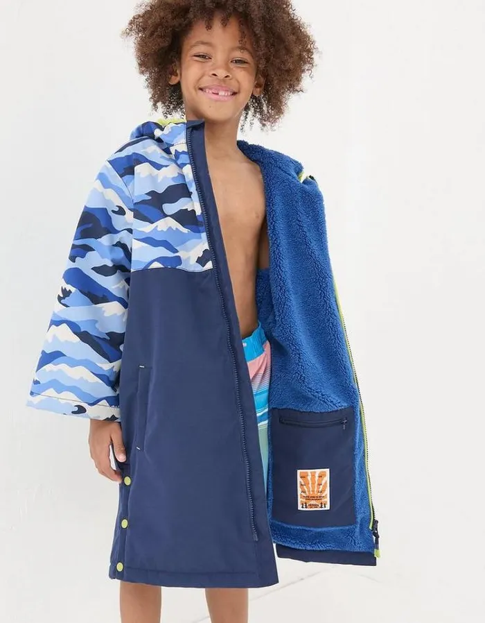 Kids FatFace Coats and Jackets Waterproof Changing Robe Navy