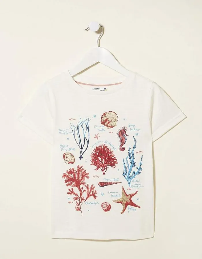 Kids FatFace Kids039 Sale Marine Conservation Society Sealife Graphic TShirt Ecru