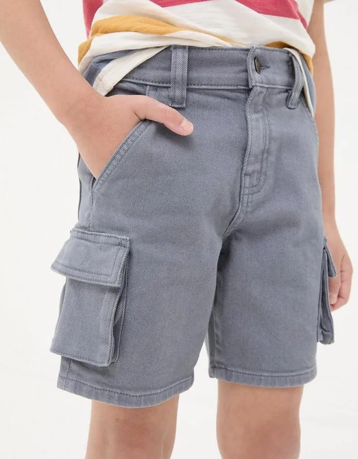 Kids FatFace Shorts Twill Cargo Short Washed Grey