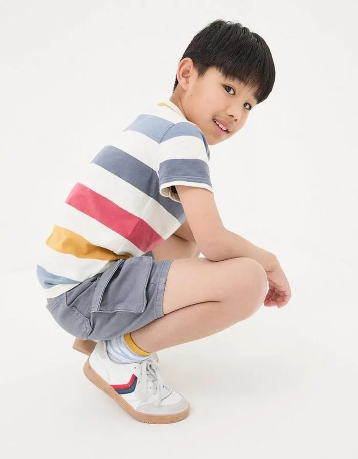 Kids FatFace Shorts Twill Cargo Short Washed Grey