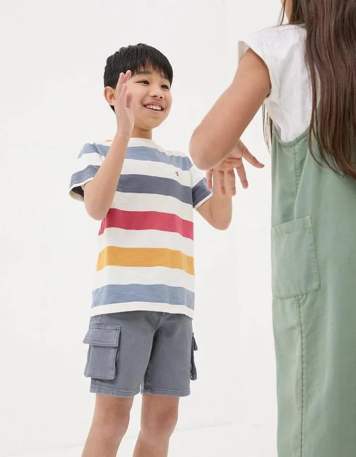 Kids FatFace Shorts Twill Cargo Short Washed Grey