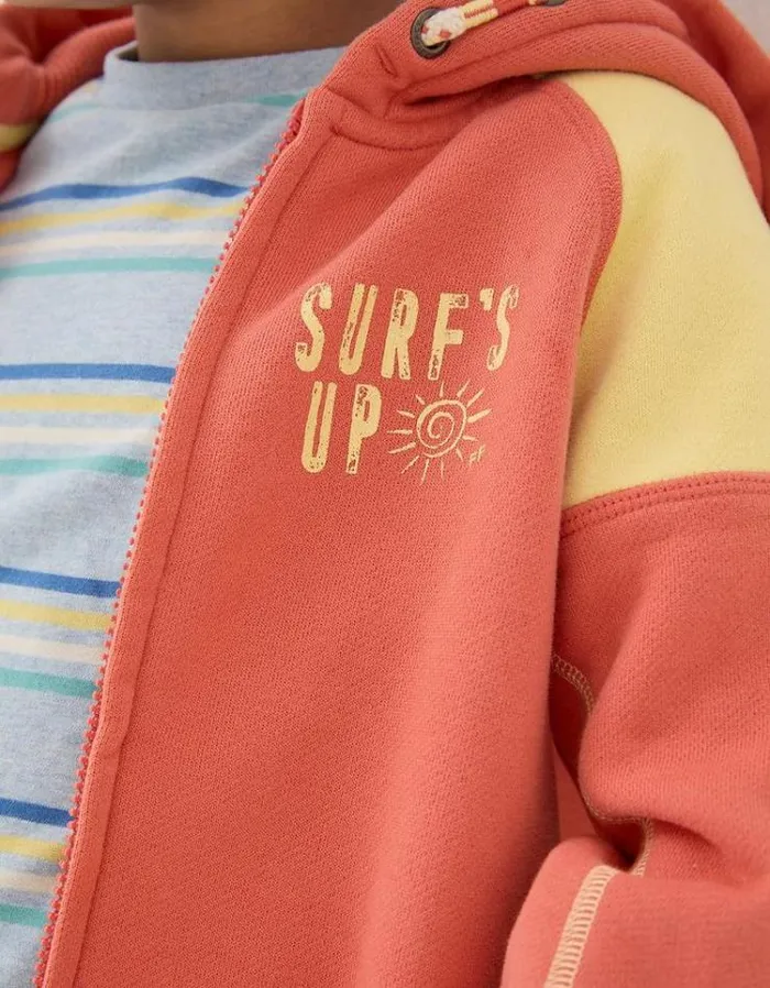 Kids FatFace Sweatshirts and Hoodies Palm Zip Through Hoodie Orange