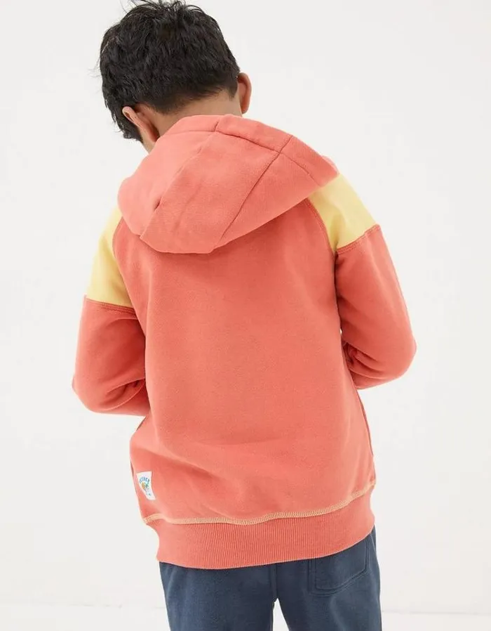 Kids FatFace Sweatshirts and Hoodies Palm Zip Through Hoodie Orange