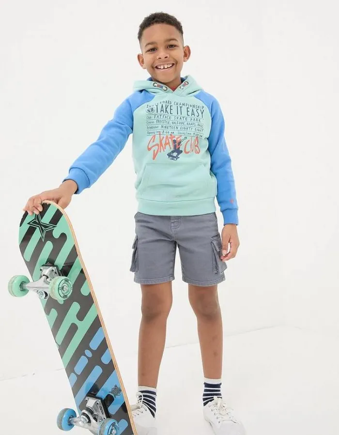 Kids FatFace Sweatshirts and Hoodies Skate Graphic Hoodie Mint Green