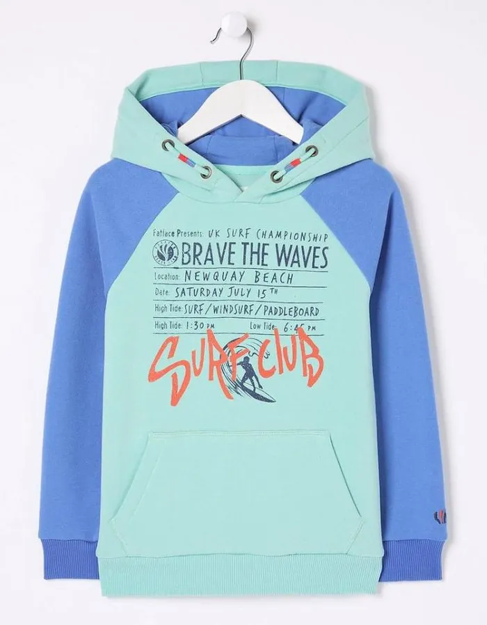 Kids FatFace Sweatshirts and Hoodies Skate Graphic Hoodie Mint Green