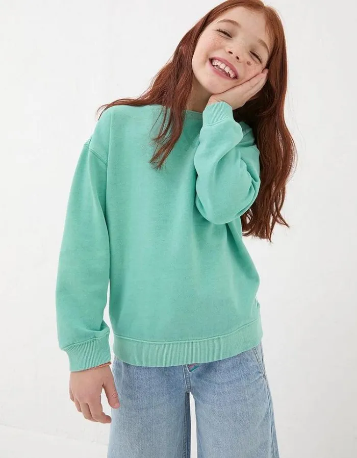 Kids FatFace Sweatshirts and Hoodies Tilbury Crew Sweatshirt Mint Green